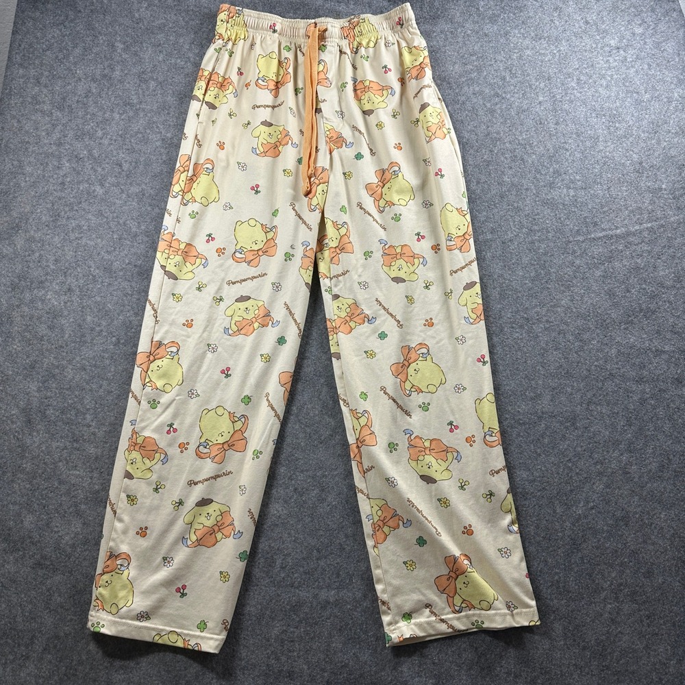 Sanrio Pompompurin Sleep PJ Pants Womens S Cream Kawaii Character Loungewear